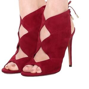 Aquazzura Pasadena Red Open Toe Sling Back  Size 7 (37)